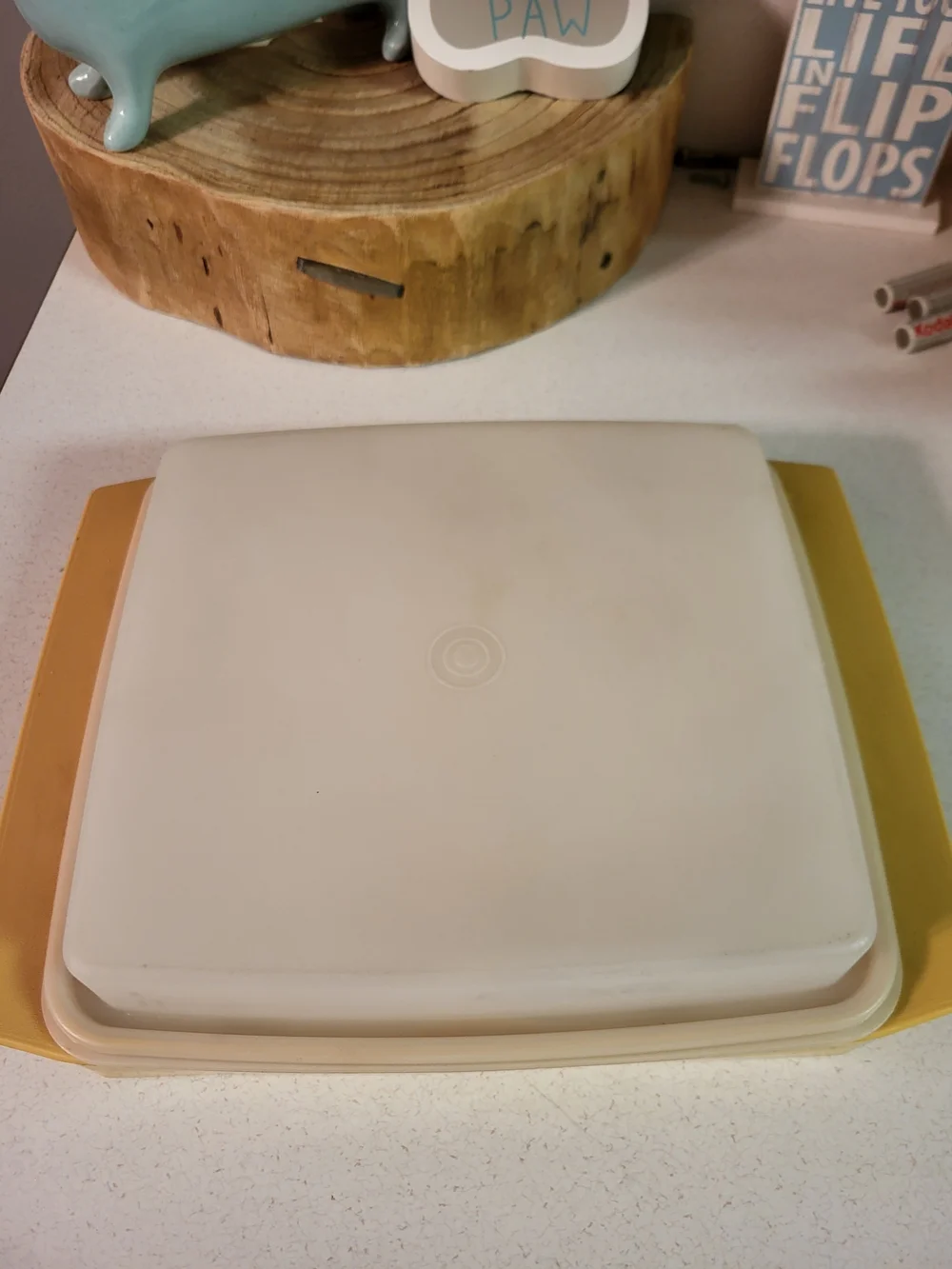 Vintage Original Tupperware Deviled Egg Carrier / Holder - Harvest Gold 723-1